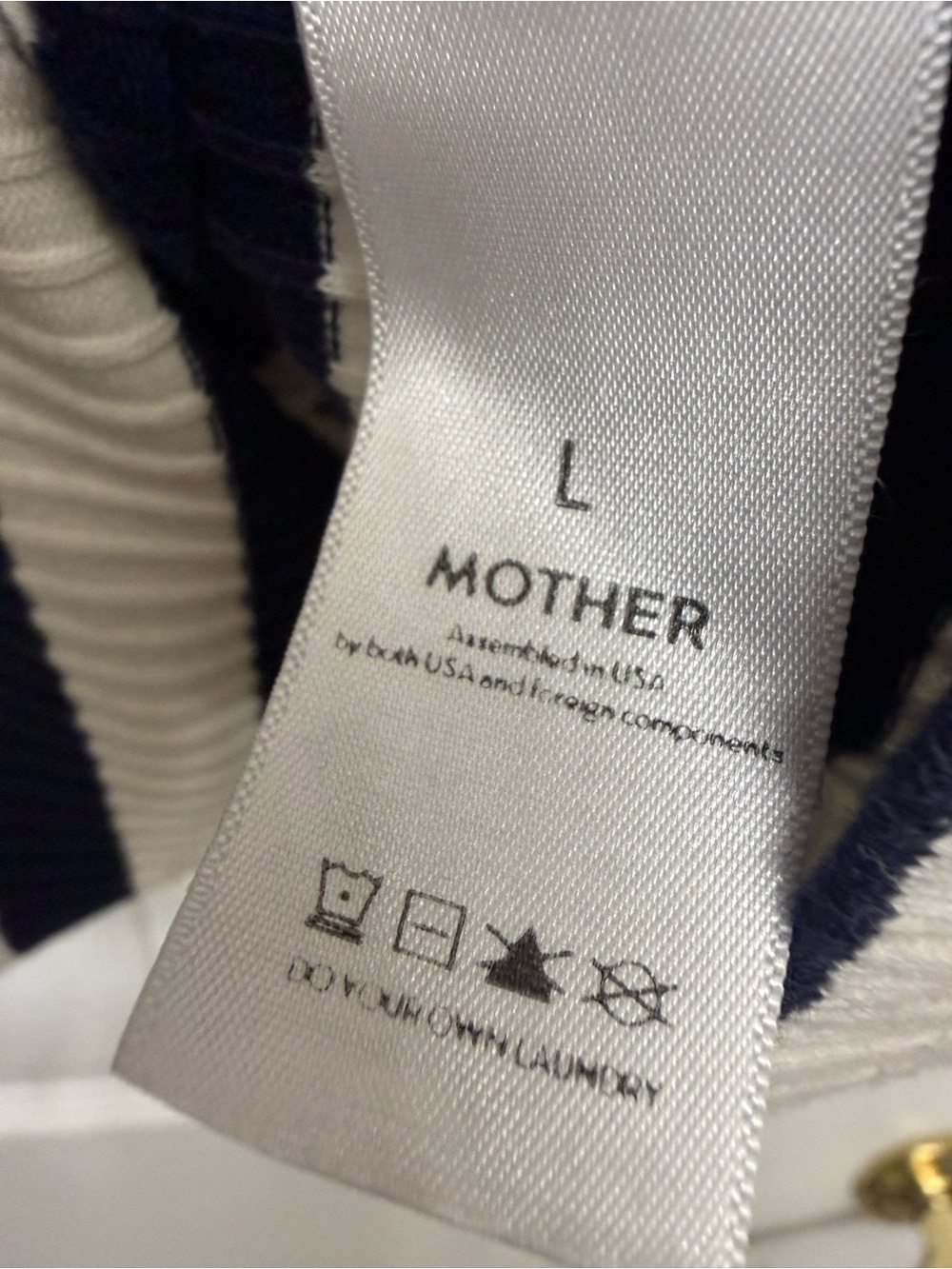 MOTHER Ribbed Striped Tank Top - White & Navy - Picture 4 of 5